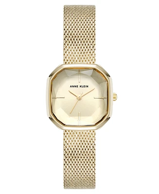Anne Klein Women's Quartz Estate Octagonal Gold-Tone Stainless Steel Mesh Bracelet Watch, 24mm