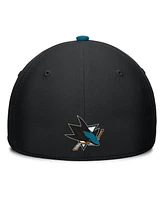 Fanatics Men's Black/Teal San Jose Sharks Authentic Pro Rink Team Code Flex Hat
