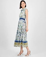 Anne Klein Women's Sleeveless Chiffon Midi Shirtdress