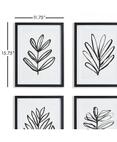 Sketched Leaf Prints Set of 4