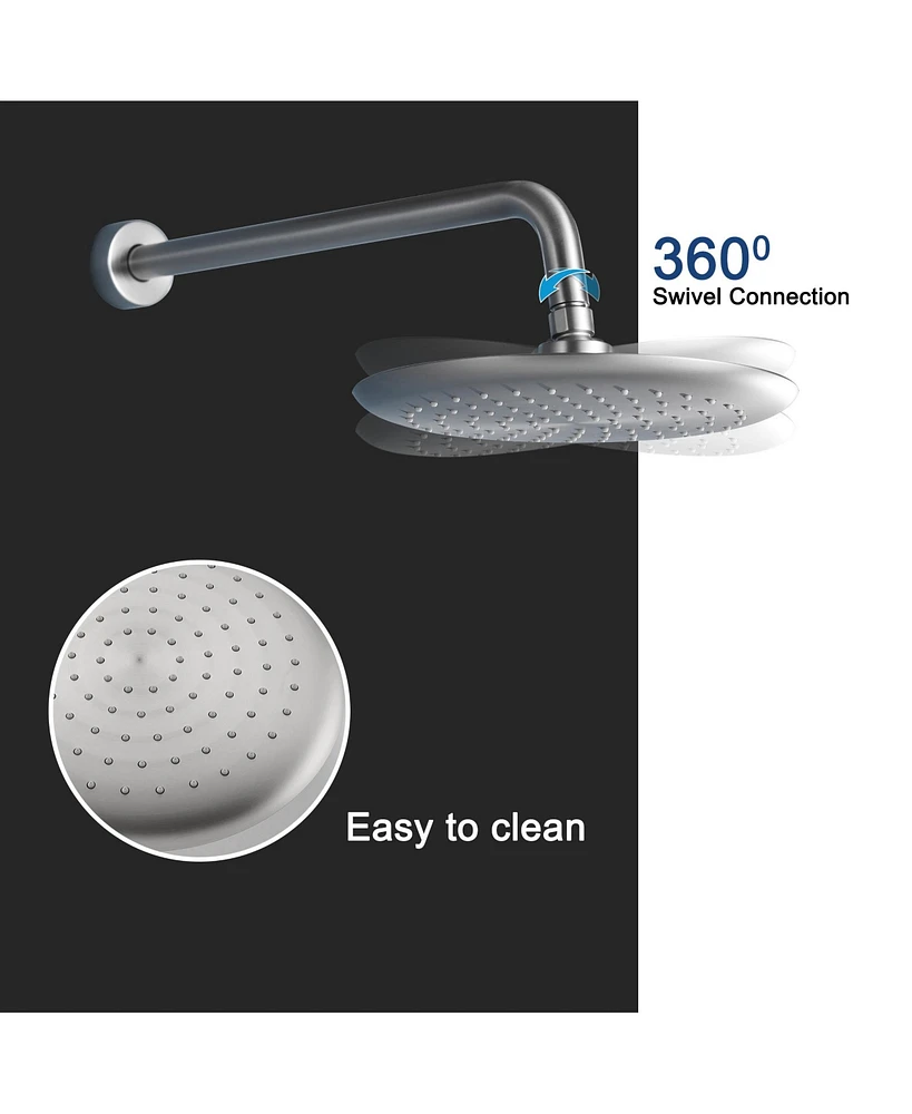 9.5 Inch Wall Mount Dual Shower Heads Shower System with Handheld Sprayer 5-Spray Patterns Shower with Thermostatic Valve in Brushed Nickel