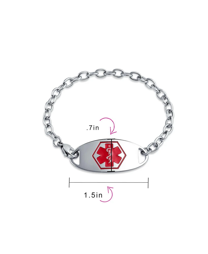 Bling Jewelry Miami Cuban Link Medical Id Bracelet Stainless Steel 7.5 Inch