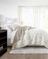 ienjoy Home Watercolor Leaves and Stripe Reversible 3-Pc. Lightweight Quilt Set