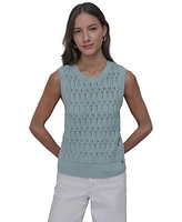 Dkny Jeans Women's Cotton Pointelle-Knit Sleeveless Sweater