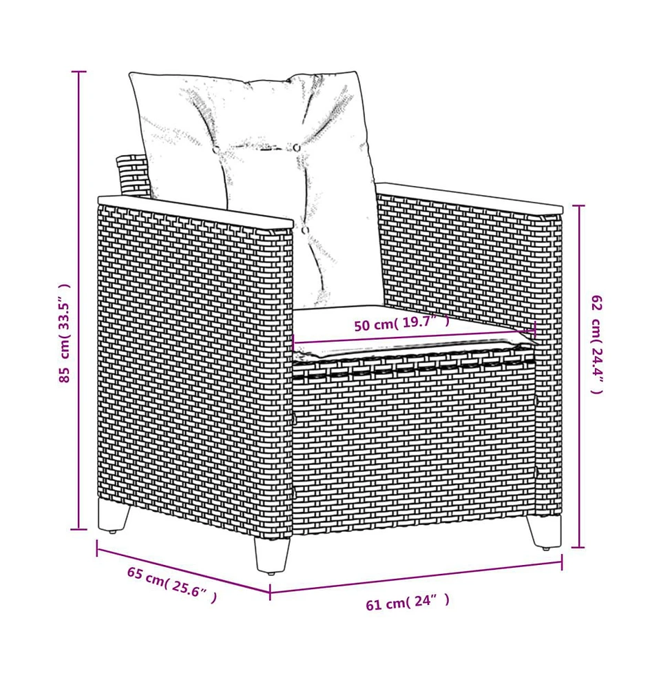 Patio Chair with Cushions Gray Poly Rattan