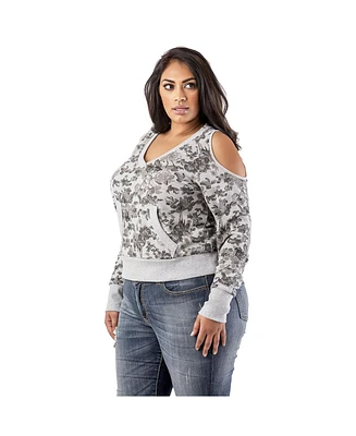 Poetic Justice Plus Size Floral Printed V-Neck Long Sleeve Sweatshirt