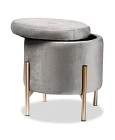 Baxton Studio Malina Contemporary Glam and Luxe Pink Velvet Fabric Upholstered and Gold Finished Metal Storage Ottoman