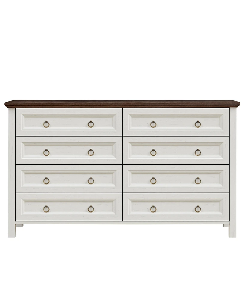 Farmhouse 8 Drawers Dresser Chests for Bedroom, Wood Rustic Tall Chest of Drawers, Dressers Organizer for Bedroom, Living Room, Hallway