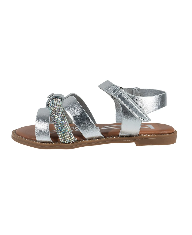 Bebe Little Girls Flat with Rhinestone and Heart Charm Sandals