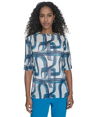 Calvin Klein Women's Printed Mesh Blouse