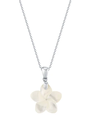 Mother-of-Pearl (18mm) Flower 18" Pendant Necklace in Sterling Silver
