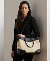 Lauren Ralph Lauren Marcy Straw & Leather Satchel