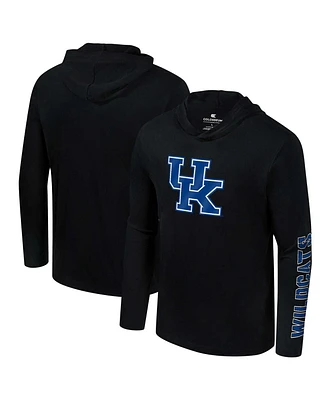 Colosseum Men's Black Kentucky Wildcats Color Pop Active Blend 2-Hit Long Sleeve Hooded T-Shirt
