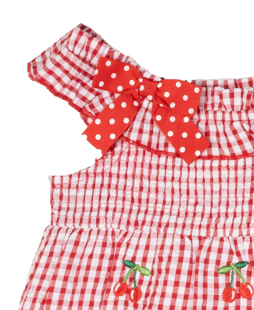 Rare Editions Baby Girls Cherry Seersucker Dress