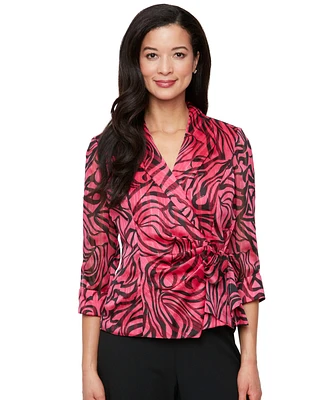 Alex Evenings Women's Printed Side-Tie Blouse