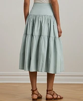 Lauren Ralph Lauren Women's Chambray Tiered Midi Skirt