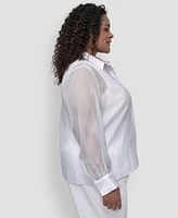 Dkny Plus Striped Button-Front Shirt