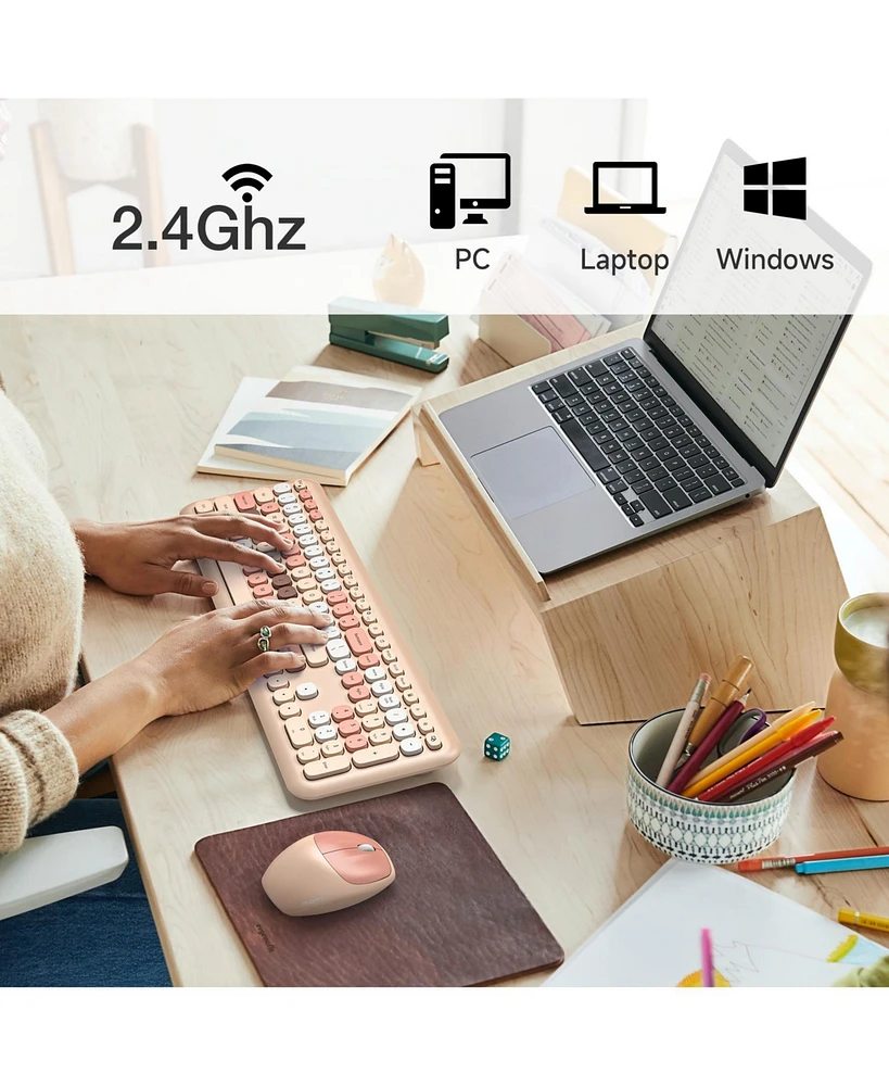 Mofii Wireless Keyboard and Mouse Combo, 2.4G Slim Full-Sized Ergonomic Keyboard Mouse for Pc Desktop Laptops Windows