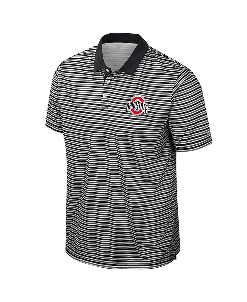 Colosseum Men's Black Ohio State Buckeyes Striped Polo Shirt
