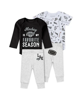 Wear by Erin Andrews Baby Boys and Girls 3-Piece Los Angeles Kings Turn Me Around Bodysuits Pants Set