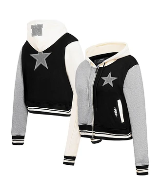 Pro Standard Women's Gray Dallas Cowboys Reverse French Terry Color Block Full-Zip Hoodie