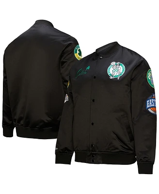 Mitchell & Ness Men's Black Boston Celtics Hardwood Classics Blackout Collection Satin Full-Zip Jacket