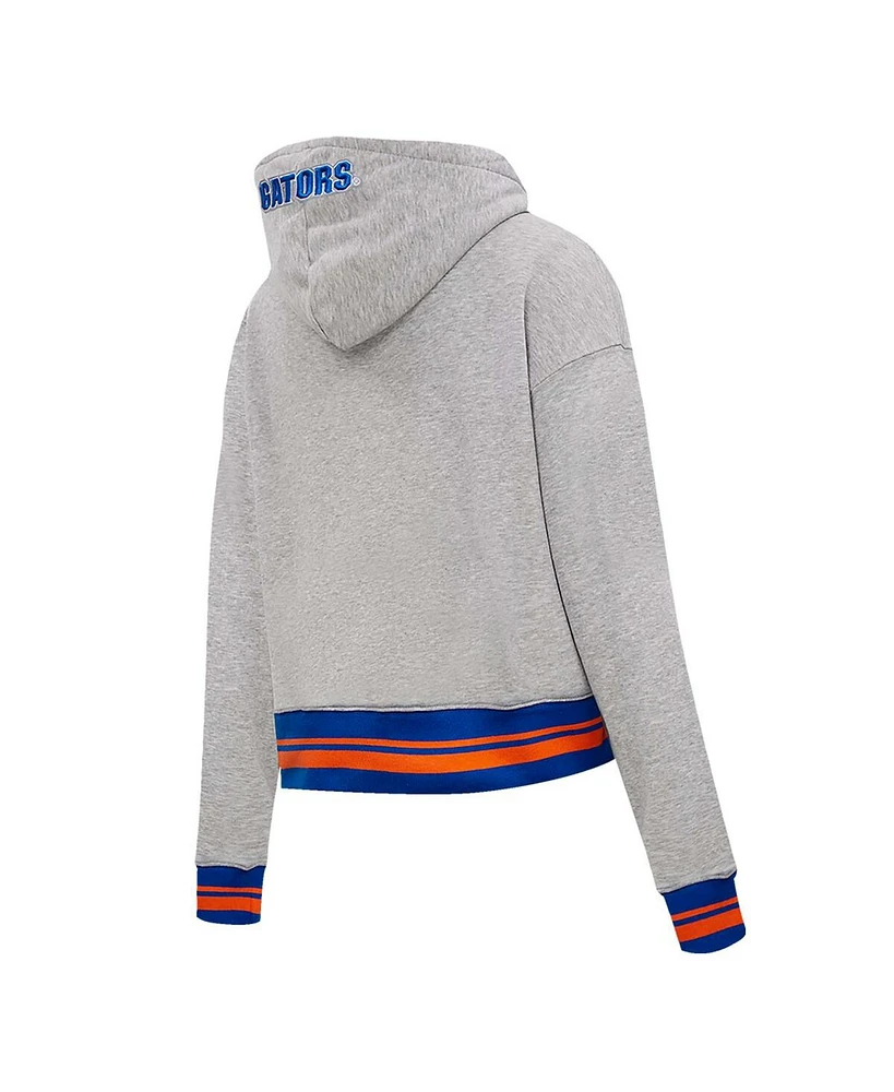 Pro Standard Women's Heather Gray Florida Gators Script Tail Fleece Cropped Pullover Hoodie