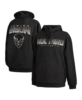 Fisll Men's Black Howard Bison Puff Print Sliced Pullover Hoodie
