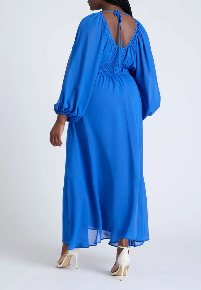 Eloquii Women's Chiffon Balloon Sleeve Maxi Dress