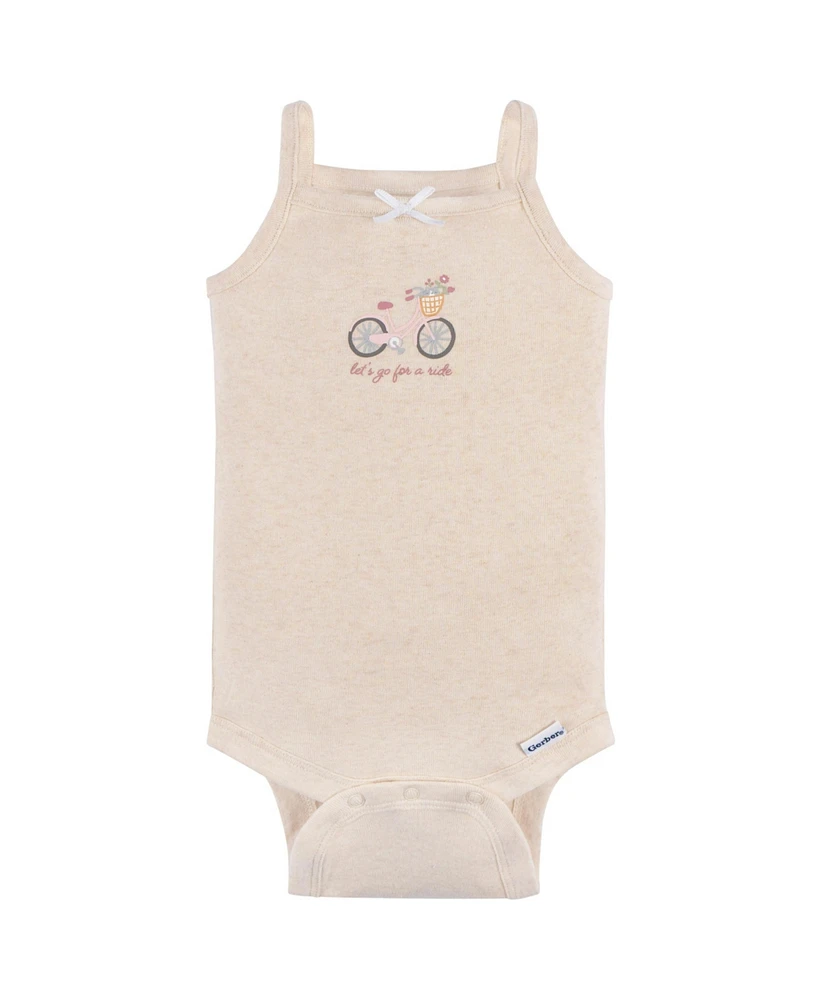 Gerber Baby Girls 4-Pack Sleeveless Onesies Bodysuits