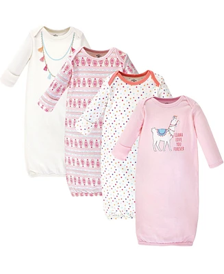 Little Treasure Baby Girls Cotton Gowns, Sparkle Necklace, Preemie/Newborn