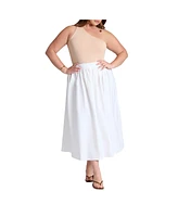 Eloquii Women's Elements Midi Poplin Skirt