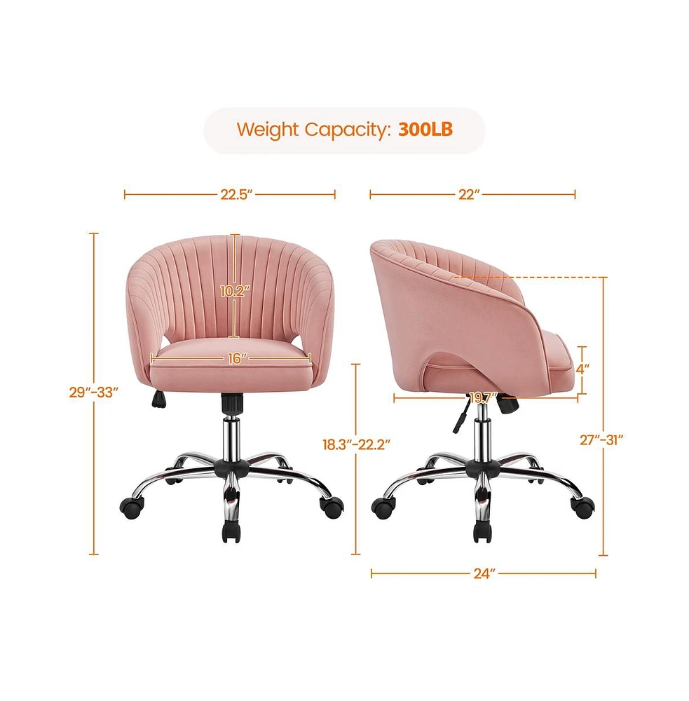 Yaheetech Home Office Chair with Tufted Barrel, Pink