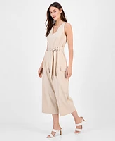 Tahari Asl Women's Cropped Tie-Waist Cargo Jumpsuit