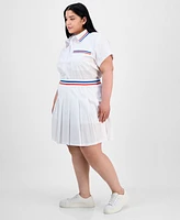 Full Circle Trends Trendy Plus Button-Front Shirt & Pleated Skirt