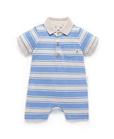 Purebaby Baby Boys Striped Polo Growsuit