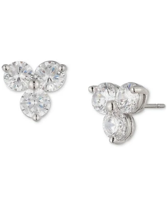 Marchesa Silver-Tone Crystal Trio Stud Earrings