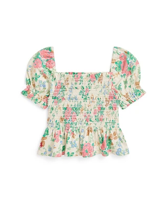 Polo Ralph Lauren Toddler and Little Girls Floral Smocked Jersey Peplum Top