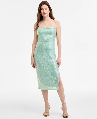 Katia Rae Juniors' Lace-Up Sequined Midi Dress