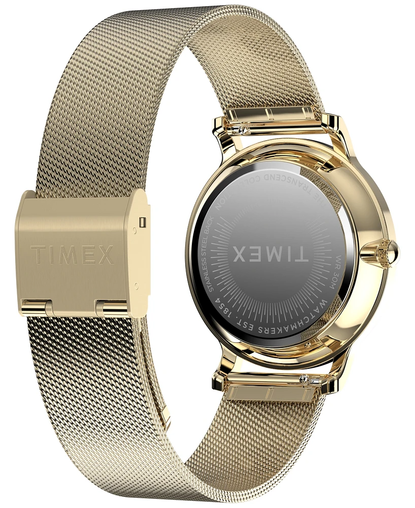 Timex Women's Quartz Analog Gold-Tone Stainless Steel Watch, 34mm