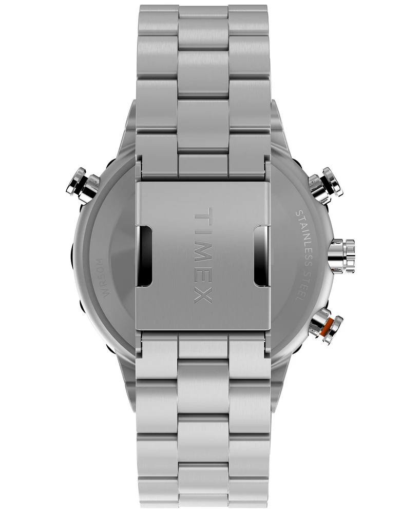 Timex Men's Quartz Analog Silver-Tone Stainless Steel Watch, 45mm
