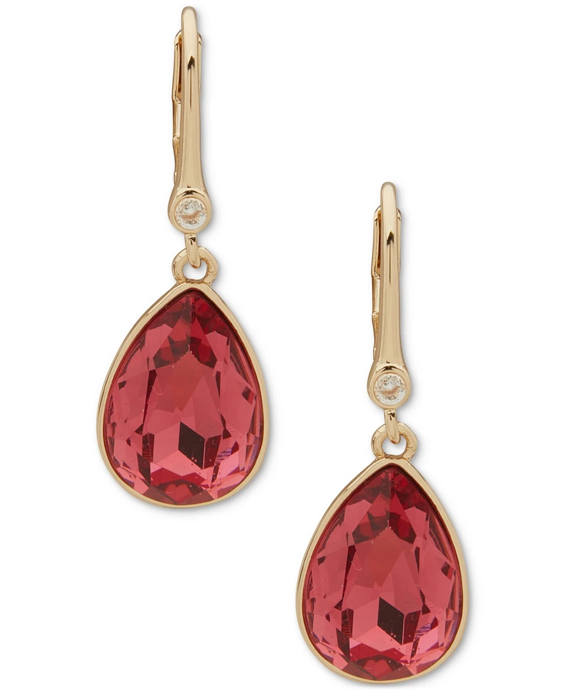 Dkny Gold-Tone Tear-Shape Color Crystal Drop Earrings