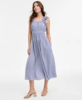 Robbie Bee Women's Ruffled A-Line Sleeveless Midi Dress