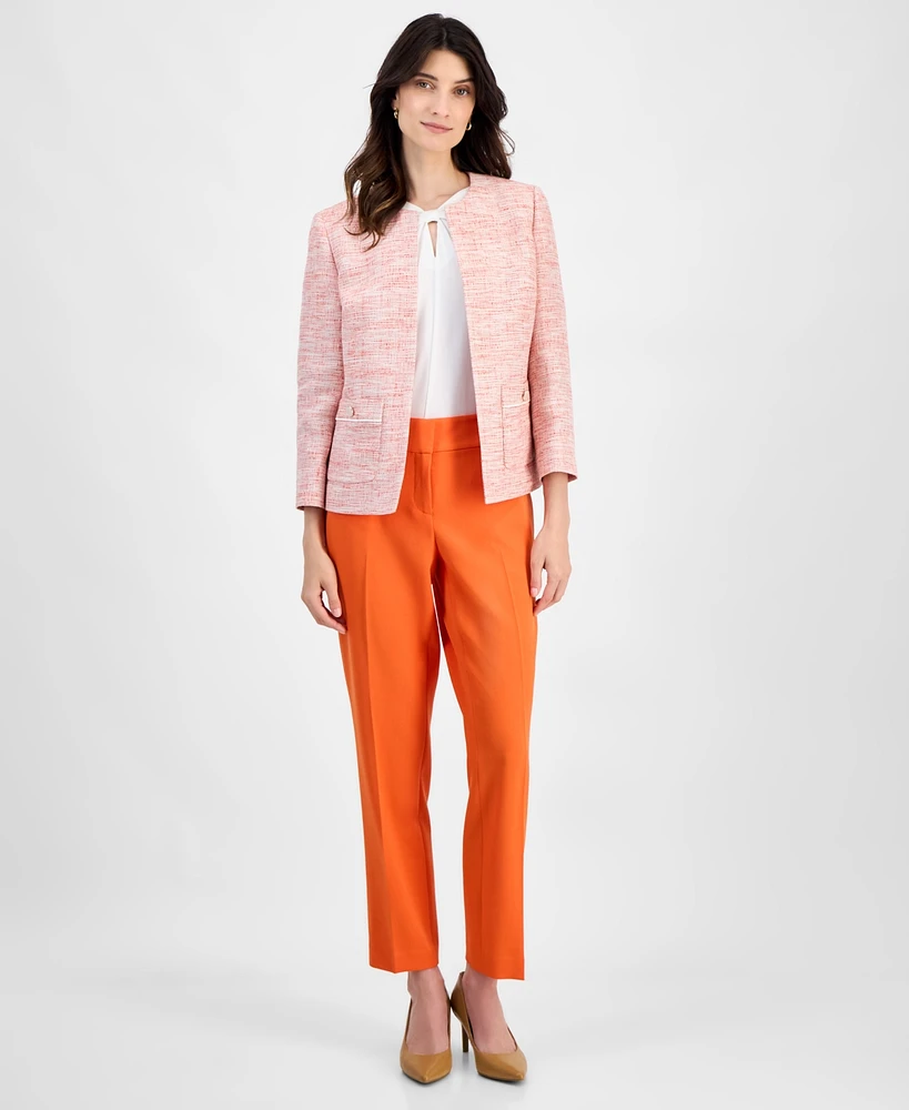 Kasper Women's Tweed Collarless Open-Front Jacket