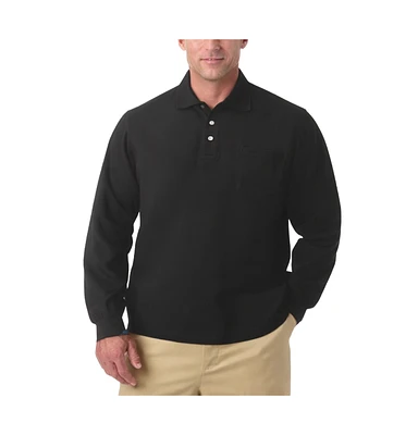 KingSize Big & Tall Long-Sleeve Shrink-Less Cotton Polo