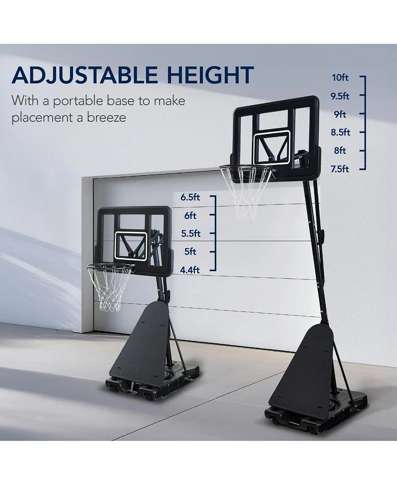 Best Choice Products Adjustable 4.4-10ft Basketball Hoop, Portable Goal w/Shatterproof Backboard