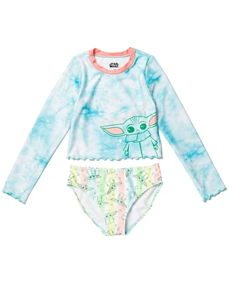 The Mandalorian Little Girls Star Wars Yoda Rash Guard and Bikini Bottom