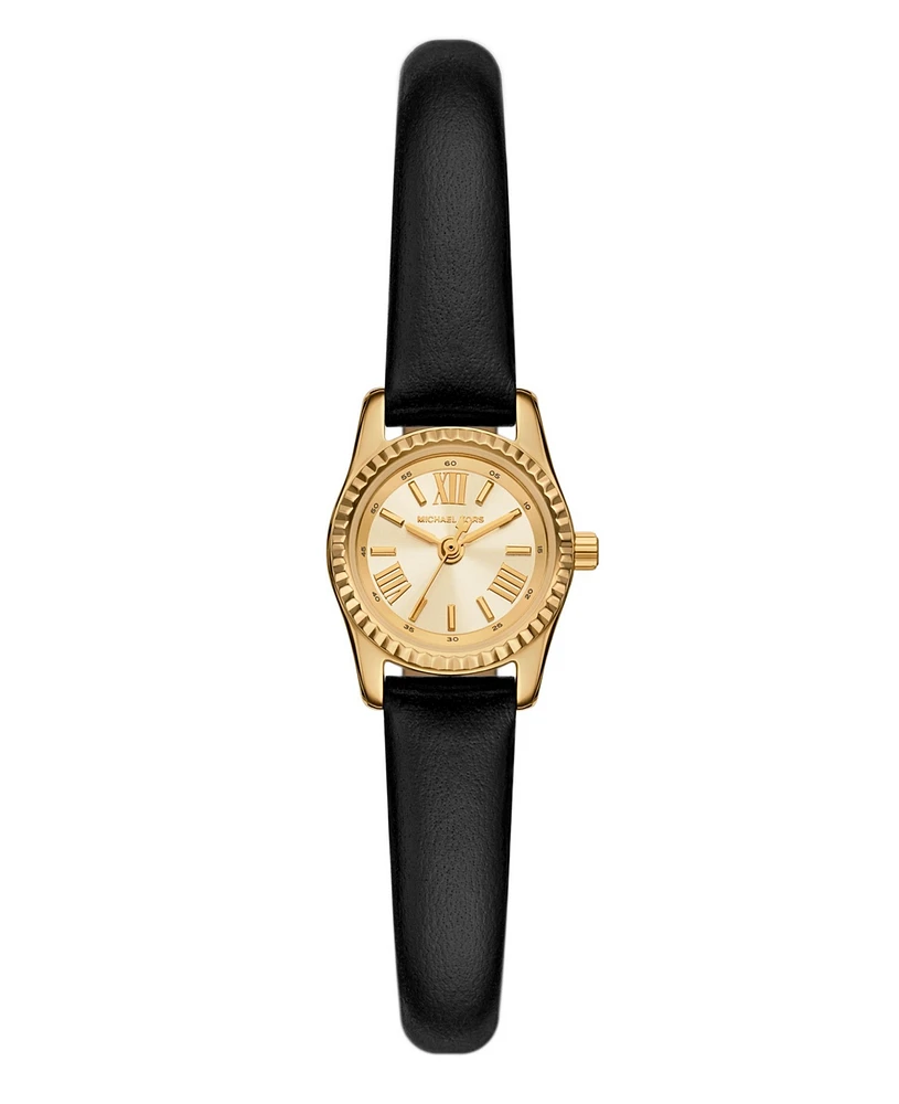 Michael Kors Women's Lexington Black Leather Watch, 19mm