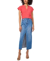 Vince Camuto Women's Textured Split-Neck Cap Sleeve Top