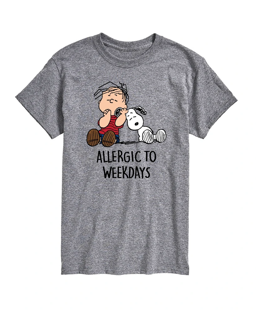 Airwaves Men's Peanuts Allergic To Weekdays Short Sleeve T-Shirt